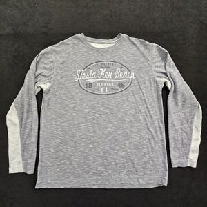 Siesta Key Beach FL Gray Long Sleeve Color Block T-Shirt Adult M